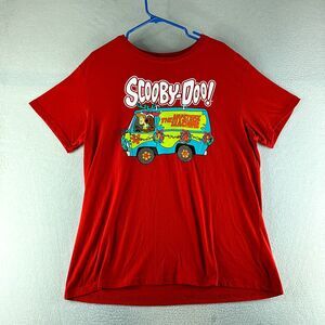 Scooby-Doo! Mens T-Shirt Red Size 2XL Short Sleeve Crew Neck Cotton Tee